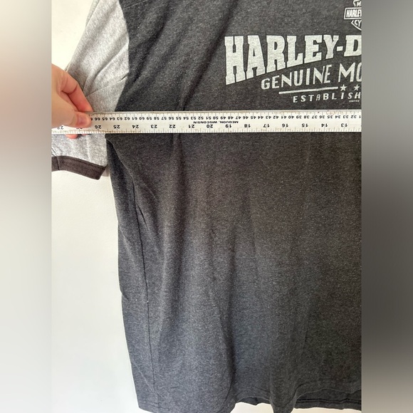 Gaslight Morden, Manitoba Harley Davidson Two Toned Tshirt - Picture 5 of 7